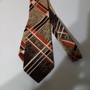Vintage Brown and Orange Geometric Tie